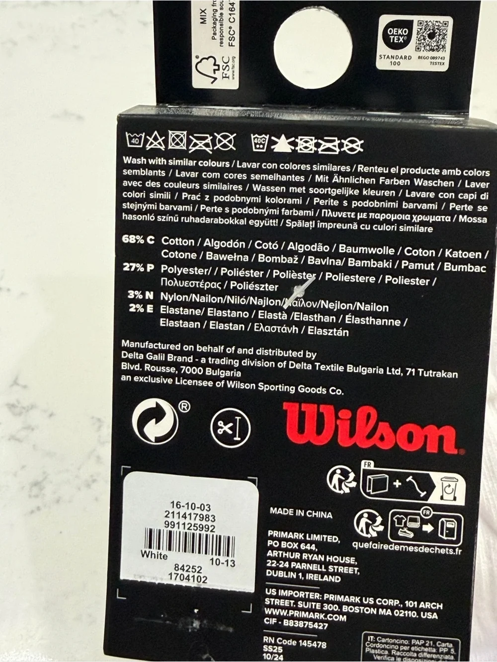 Wilson White Athletic Trainer Socks with Black Logo - 5 Pack